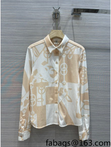 Hermes Print Cotton Shirt Beige 2022 12