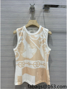 Hermes Print Cotton Vest Beige 2022 13