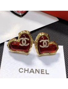 Chanel Love Stud Earrings Red 2022 04