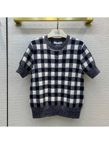 Dior Check Short Sleeve Sweater Black/White 2022