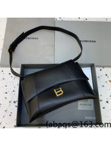 Balenciaga Hourglass Sling Back Maxi Bag in Smooth Leather Black/Gold 2021  