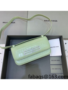 Balenciaga Gossip Small Bag in Light Green Extra Supple Crocodile Embossed Calfskin 2021