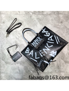 Balenciaga Graffiti Calfskin Medium Tote bag 33cm Black/White 2022