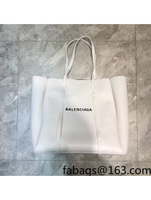 Balenciaga Everyday Medium Tote Bag in White Grained Calfskin 2022 