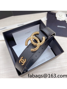 Chanel Calfskin Belt 3cm with Metallic CC Buckle Black 2022 71