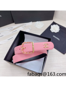 Chanel Calfskin Belt 3cm with Leather Chain D Buckle Pink 2022 79