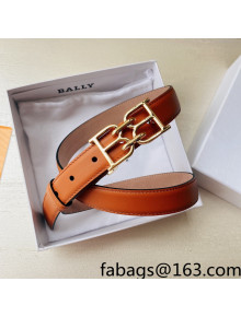 Bally Calf Leather Belt 3cm with Interlocking B Buckle Orange 2022 56