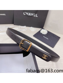 Chanel Calfskin Belt 3cm with Leather Chain D Buckle Black/Gold 2022 83