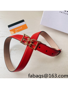 Bally Calf Leather Belt 3cm with Interlocking B Buckle Red 2022 57