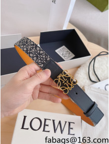 Loewe Anagram Canvas and Leather Belt 3.2cm Blue/Gold 2022 99