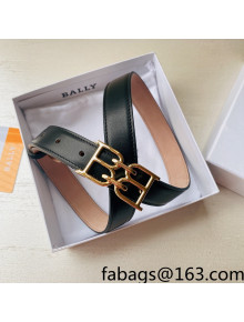 Bally Calf Leather Belt 3cm with Interlocking B Buckle Black 2022 53