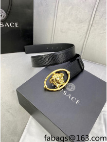 Versace Epi Leather Belt 4cm with Medusa Buckle Black/Gold 2022 59