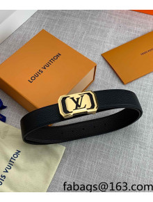 Louis Vuitton Reversible Litchi-Grained Leather Belt 4cm with Framed LV Buckle Black/Coffee 2022 63