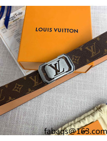 Louis Vuitton Reversible Monogram Canvas Belt 4cm with Silver Framed LV Buckle 2022 64