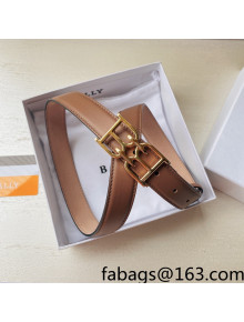 Bally Calf Leather Belt 3cm with Interlocking B Buckle Nude 2022 54