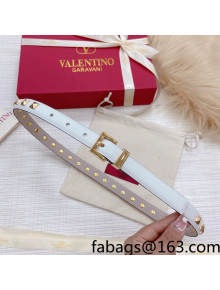 Valentino Rockstud Calf Leather Belt 2cm with Pin Buckle White 2022 031136