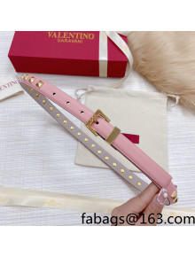 Valentino Rockstud Calf Leather Belt 2cm with Pin Buckle Pink 2022 031137