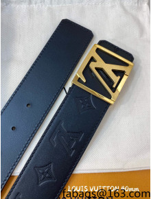 Louis Vuitton Monogram Leather Belt 4cm with Framed LV Buckle Black/Gold 2022 031144