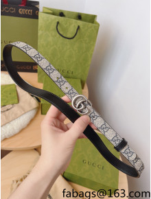 Gucci GG Canvas Belt 2cm with GG Buckle Beige/Blue/Silver 2022 033068