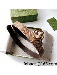 Gucci Maxi-GG Canvas Belt 3cm with Interlocking G Buckle Brown/Gold 2022 033060