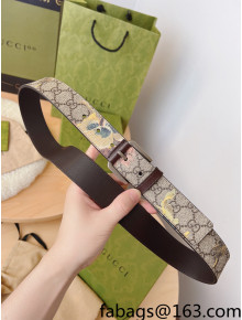 Gucci Carnation Print GG Canvas Belt 3.5cm Beige/Brown/Silver 2022 033064