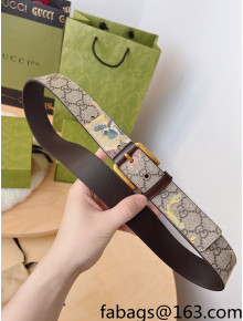 Gucci Carnation Print GG Canvas Belt 3.5cm Beige/Brown/Gold 2022 033065