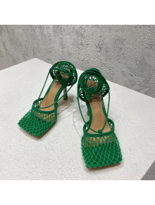 Bottega Veneta Cord Mesh High Heel Sandals 9cm Racing Green 2022