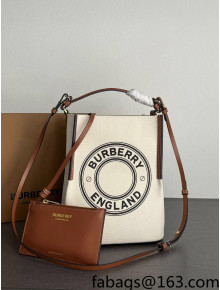 Burberry Logo Graphic Cotton Canvas Bucket Bag White/Black 2022