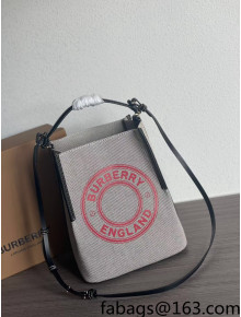 Burberry Logo Graphic Cotton Canvas Bucket Bag Grey/Red 2022