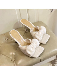 Bottega Veneta Towel Bow High Heel Slide Sandals 10cm White 2022