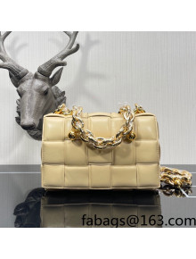 Bottega Veneta Chain Cassette Bag in Padded Intreccio Lambskin with Golden Ball  Porridge Beige 2022 680070 