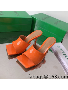 Bottega Veneta Stretch Patent Leather High Heel Slide Sandals 9cm Orange 2022