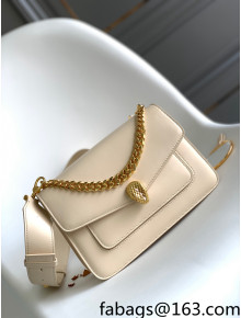 Bvlgari Serpenti Forever Small Lambskin Crossbody Bag Ivory White 2021 08