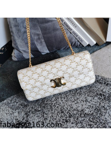 Celine Chain Shoulder Bag in Triomphe Canvas 197413 White 2021 