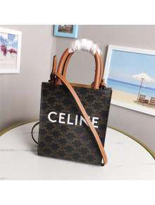 Celine Mini Vertical Cabas Tote Bag in Triomphe Canvas Brown/White 2021 02