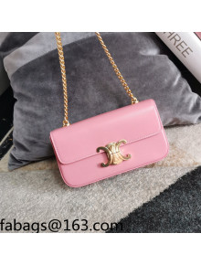 Celine Chain Shoulder Bag in Shiny Calfskin 197993 Flamingo Pink 2022