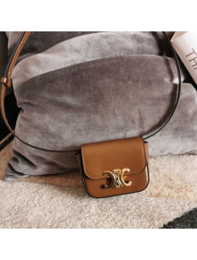 Celine Mini Triomphe Bag in Shiny Calfskin 10I513 Brown 2022