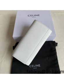 Celine Large Flap Wallet in Palm-Grained Calfskin White 2022 4148