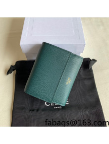 Celine Small Trifold Wallet in Palm-Grained Calfskin Dark Green 2022 0146