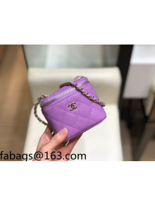 Chanel Grainy Leather Mini Vanity with Classic Chain AP1340 Purple 2021 TOP