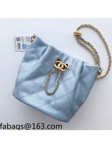 Chanel Iridescent Grained Calfskin Bucket Bag AS2859 Light Blue 2021  