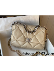 Chanel 19 Lambskin Large Flap Bag AS1161 Apricot/Silver 2021 37