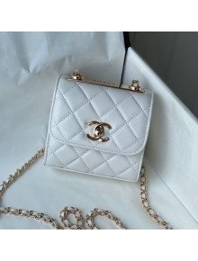 Chanel Lambskin Clutch with Chain and Metallic Band AP2469 White 2021 