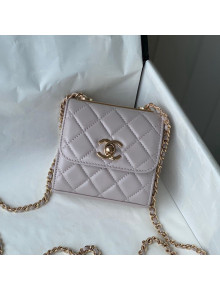 Chanel Lambskin Clutch with Chain and Metallic Band AP2469 Light Pink 2021 