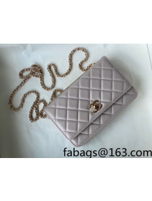 Chanel Lambskin Wallet on Chain WOC with Metallic Band AP2433 Light Pink 2021 