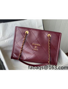 Chanel Calfskin Small Shopping Bag AS2752 Burgundy 2021 TOP