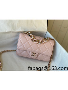 Chanel Lambskin Wallet on Plexi Chain WOC AP2377 Pink 2021