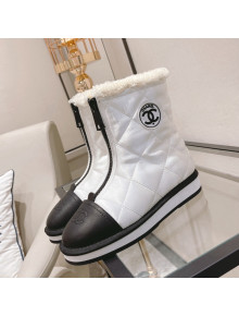 Chanel Down Silk Snow Ankle Boots White 2021 70 