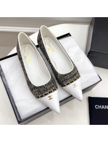 Chanel Tweed & Lambskin Pointed Ballerinas Black/Gold/White 2021 57