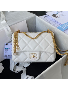 Chanel Lambskin & Enamel Mini Flap Bag AS3113 White 2021